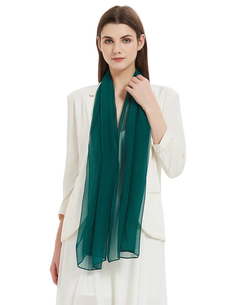 PANTONIGHT Long Chiffon Sheer Scarf For womens (712 green) - Image 1